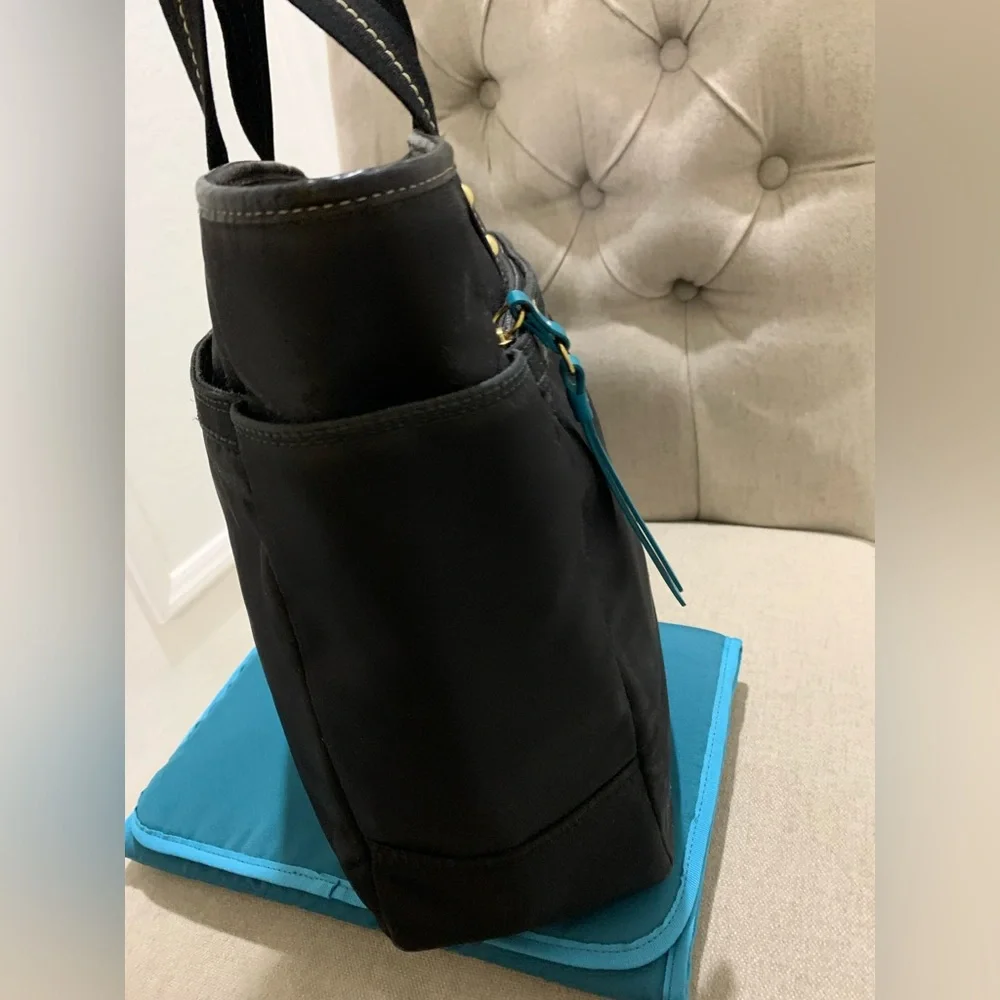 COACH Black Turquoise Nylon Diaper Bag